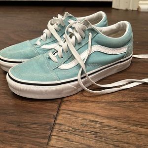 Teal/light blue vans old skool